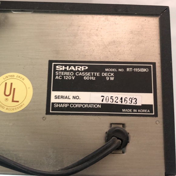 Vintage Sharp RT-115 black stereo cassette deck Dolby B noise reduction As Is - Picture 6 of 16